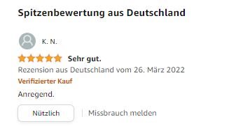 Eine Rezension nennt die Bücher von Lala Idrisse in diesem Bild einfach nur rundum "Sehr gut" und "anregend".