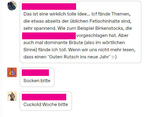 Ein weiteres Bild, in dem Vorschläge unserer tumblr-Follower zu sehen sind. Es wird erneut das Thema Socken gewünscht, gefolgt von Birkenstocks.