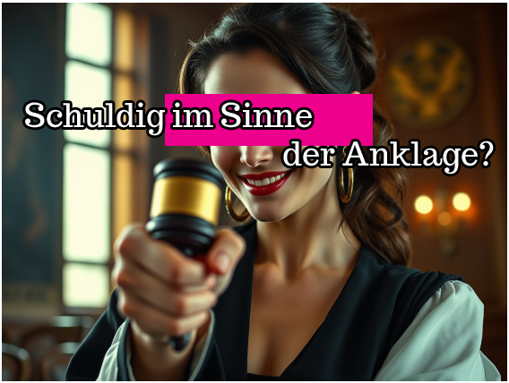 Eine Richterin zeigt lächelnd auf den Betrachter